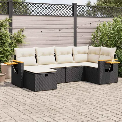 Gossi set mobilier de gradina cu perne, 6 piese, negru, poliratan