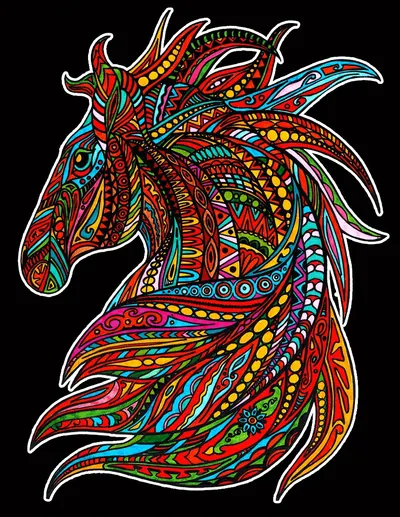 Pagina de colorat pictură ColorVelvet - Cal sălbatic, 47 x 35 cm