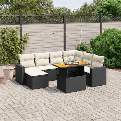 Gossi set mobilier de gradina cu perne, 8 piese, negru, poliratan