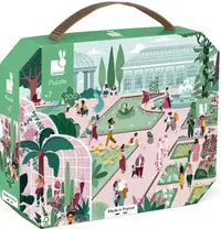Puzzle in valiza pentru copii Janod - Gradina botanica, 200 piese