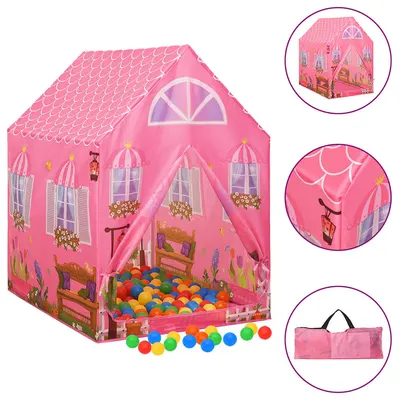 vidaXL Cort de joacă pentru copii cu 250 bile, roz, 69x94x104 cm