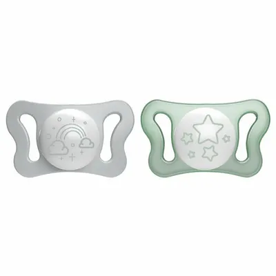 Set 2 suzete bebelusi, Chicco, Physio Forma, Silicon moale, Fara BPA, Sterilizabil la microunde, 0-2 luni, Verde