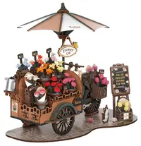 Puzzle 3D din lemn Robo Time din 187 piese - Cărucior cu flori