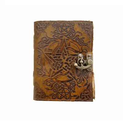Jurnal vintage, 17.5x12.5cm, piele naturala, stea, Krashell