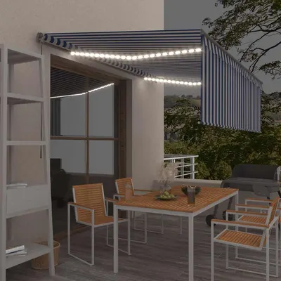 Gossi copertina retractabila manual cu stor&led, albastru&alb, 4,5x3m