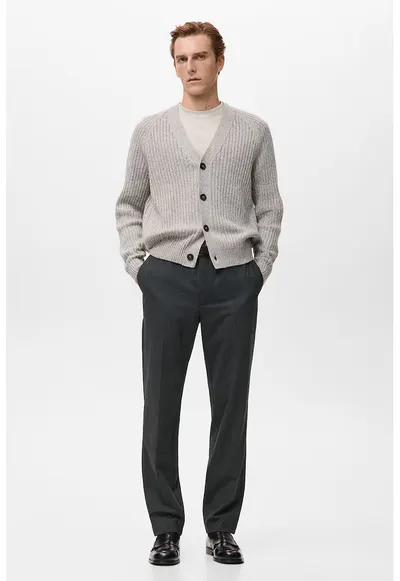 Pantaloni eleganti cu croiala dreapta - Gri inchis