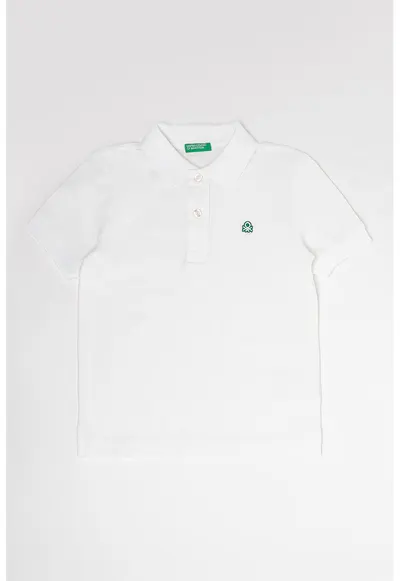 Tricou polo din bumbac pique cu aplicatie logo discreta - Alb