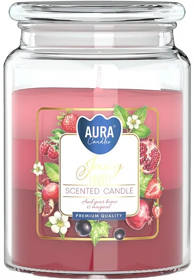 Lumânare parfumată Bispol Aura - Fructe delicioase, 500 g