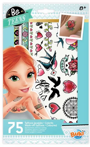 Tatuaje multicolore pentru fetite Buki Be Teens, 75 bucati