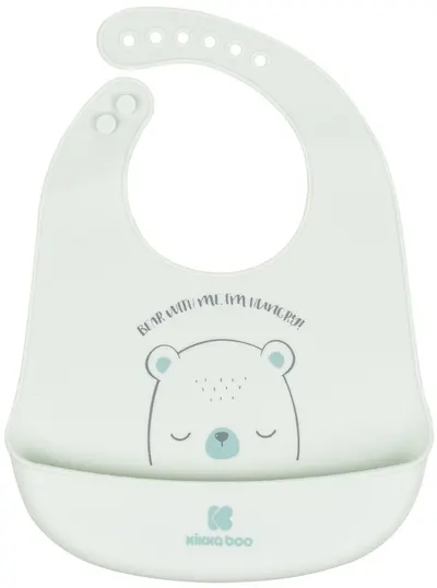 Bavetă din silicon KikkaBoo - Bear with me, Mint