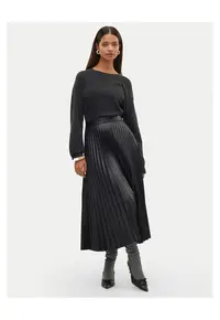 Fusta din imitatie de piele - neagra - pentru femei