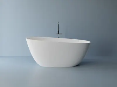 Cada freestanding ovala, compozit alb mat, interior lucios, 157x68x65 cm, Foglia Celestial