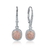 Cercei din aur alb-roz cu diamante transparente de 0.43ct si diamante roz de 0.32ct