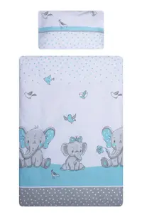 Lenjerie patut cu 4 piese 140x70 cm Elefant albastru