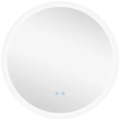 Kleankin Oglindă Rotundă LED pentru Baie, Reglabilă, 3 Temperaturi de Culoare, Anti-Ceță, 70cm | Aosom Romania