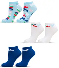 Set șosete scurte Happy Foottopia - Albastru, 3 perechi, marimea 43-46