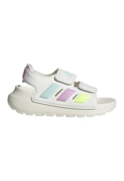 Sandale cu talpa wedge si inchidere velcro Altaswim 2.0 - Alb fildes/Roz pastel/Verde menta