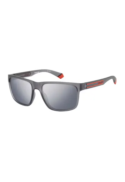Ochelari de soare dreptunghiulari cu lentile polarizate - Gri/Rosu vermillion