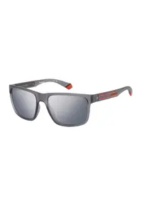 Ochelari de soare dreptunghiulari cu lentile polarizate - Gri/Rosu vermillion