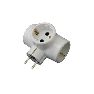 Adaptor cruce cu 3 prize schuko tip S de la 1 schuko la 3 schuko (+) - tip S