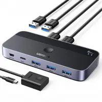 Switch USB UGREEN CM662, 3 x USB-A 3.0 - 1 x USB-C - 1 x miniUSB, Negru