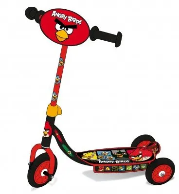 Trotineta Angry Birds cu 3 roti, ghidon reglabil, placa antiderapanta, greutate suportata 20 kg, varsta 3 ani+