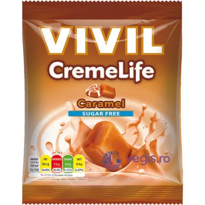 Bomboane Cremoase cu Caramel fara Zahar 60g