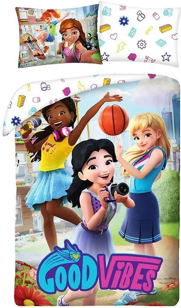 Set lenjerii de pat copii Lego Friends - Good Vibes