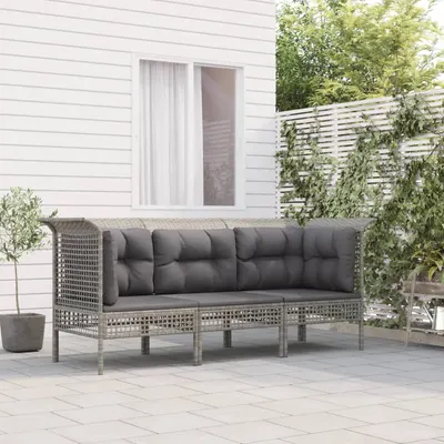 Gossi set mobilier de gradina cu perne, 3 piese, gri, poliratan