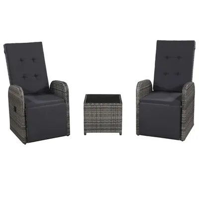 Gossi set mobilier bistro cu perne, 3 piese, gri, poliratan