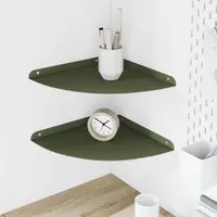 vidaXL Raft Suspendat pentru Colț 2 buc. Verde măsliniu 30 x 30 x 2 cm