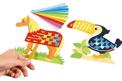 Razboi de tesut cu benzi de hartie Goki - Cal, pestisor, testoasa si toucan