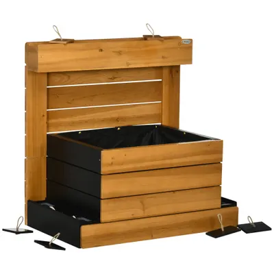 Outsunny Pat ridicat cu 4 cutii de plantare, sistem de auto-udare, căptușeală din material nețesut, rezistent la intemperii, 79,5 cm x 49,5 cm x 80 cm | Aosom Romania