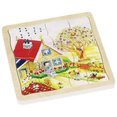 Puzzle din lemn Goki - Anotimpuri