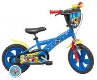 Bicicleta pentru copii Denver Mickey Mouse Albastra 12 inch, frana de mana pe ambele roti, clopotel, roti ajutatoare detasabile