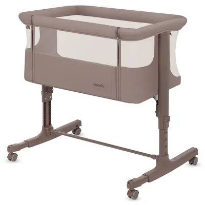 Patut co-sleeper, Lionelo, Aurora, 3 in 1, Cu leganare si setare unghiulara, Saltea cu densitate T25 si geanta transport, Reglabil in 5 pozitii pe inaltime, Pana la 9 kg, 0 luni+, 85x60x66 cm, EN 1130:2019+AC:2020, EN 16890:2, Bej Taupe, Resigilat
