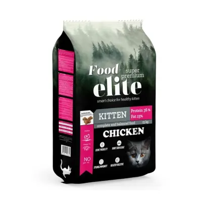 Hrana uscata pentru pisici Food Elite Kitten cu pui 15 kg