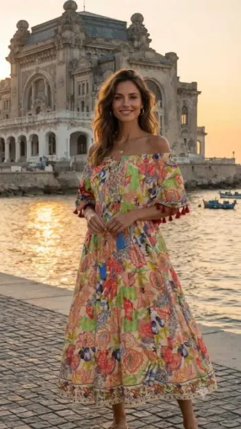 Rochie Dama Maxi Subtire cu ciucuri