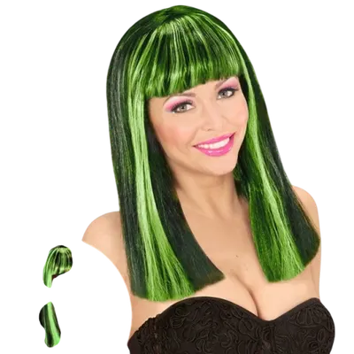 Peruca neon verde