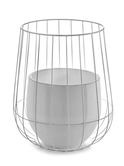 Ghiveci alb incastrat in metal