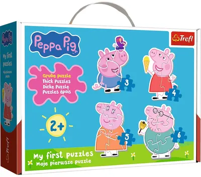 Puzzle pentru copii în valiză Trefl 4 în 1 - Purcelușa Peppa