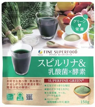 Spirulină, alimente verzi și bacterii probiotice, 150 g, Fine Japan