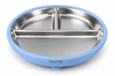 Farfurie compartimentata din inox cu protectie din silicon Nurio - Albastru