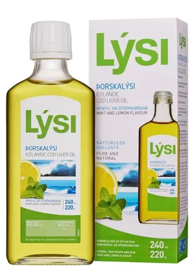Icelandic Cod Liver Oil, lămâie și mentă, 240 ml, Lysi