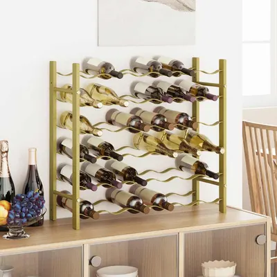 vidaXL Suport sticle de vin pentru 36 sticle, auriu,metal
