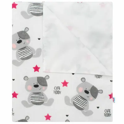 Scutec impermeabil, New Baby, Din flanel, Cu multiple intrebuintari, Dimensiune 57x47 cm, Cute Teddy Pink