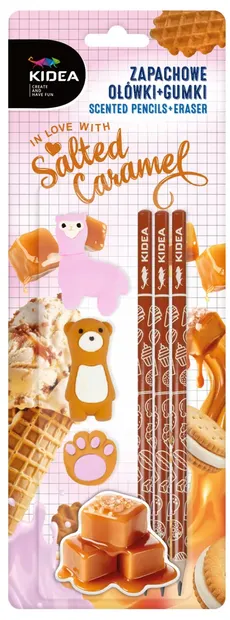 Set creioane Kidea – Cu gume de șters parfumate, caramel sărat