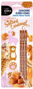 Set creioane Kidea – Cu gume de șters parfumate, caramel sărat
