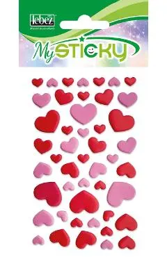Stickere decorative. My sticky 3D. Inimioare rosii si roz