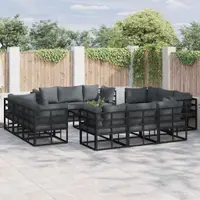 vidaXL Set de canapele pentru grădină 12 buc. Negru Metal